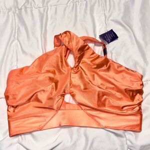 Cacique Satin Cross Strap Bra Orange 38DDD NWT Lane Bryant